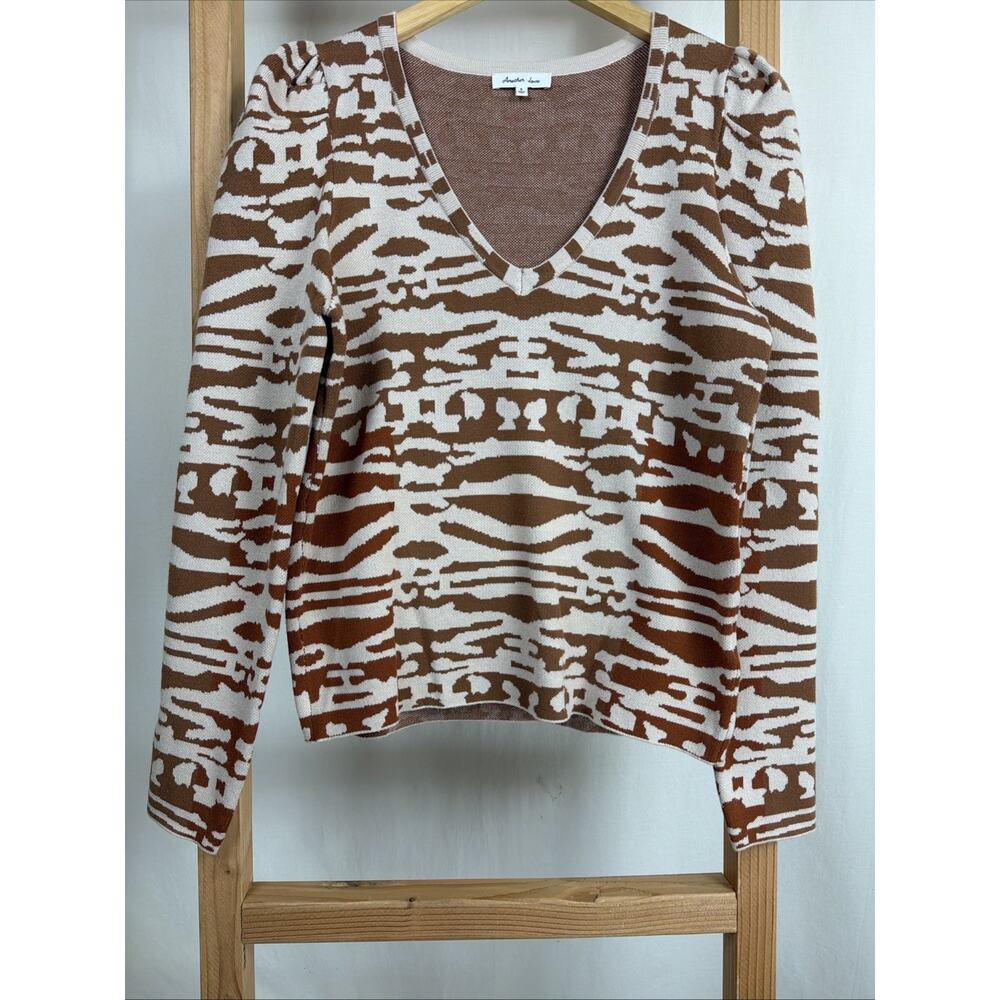 NWT Dear John Another Love Brown V Neck Long Sleeves Sweater #1088 Size SMALL